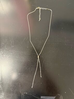 Delicate Silver Lariat Necklace with Adjustable Slider